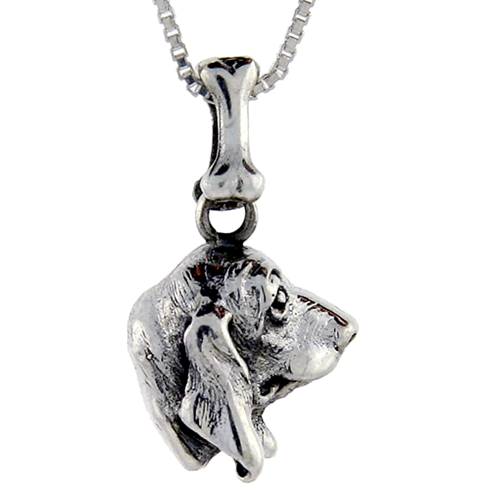 Sterling Silver Basset Hound Dog Pendant �