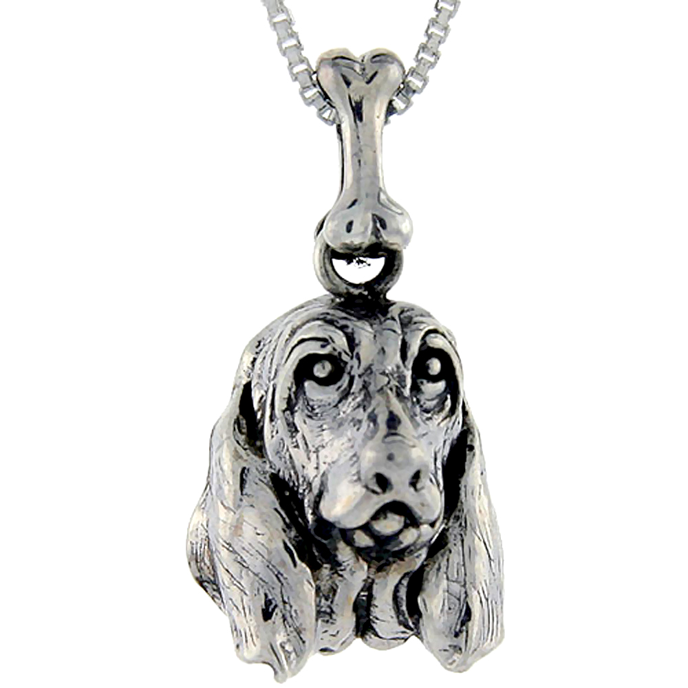 Sterling Silver Basset Hound Dog Pendant �