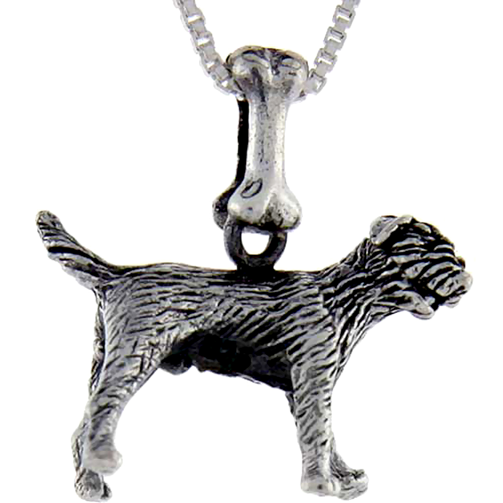 Sterling Silver Border Terrier Dog Pendant �