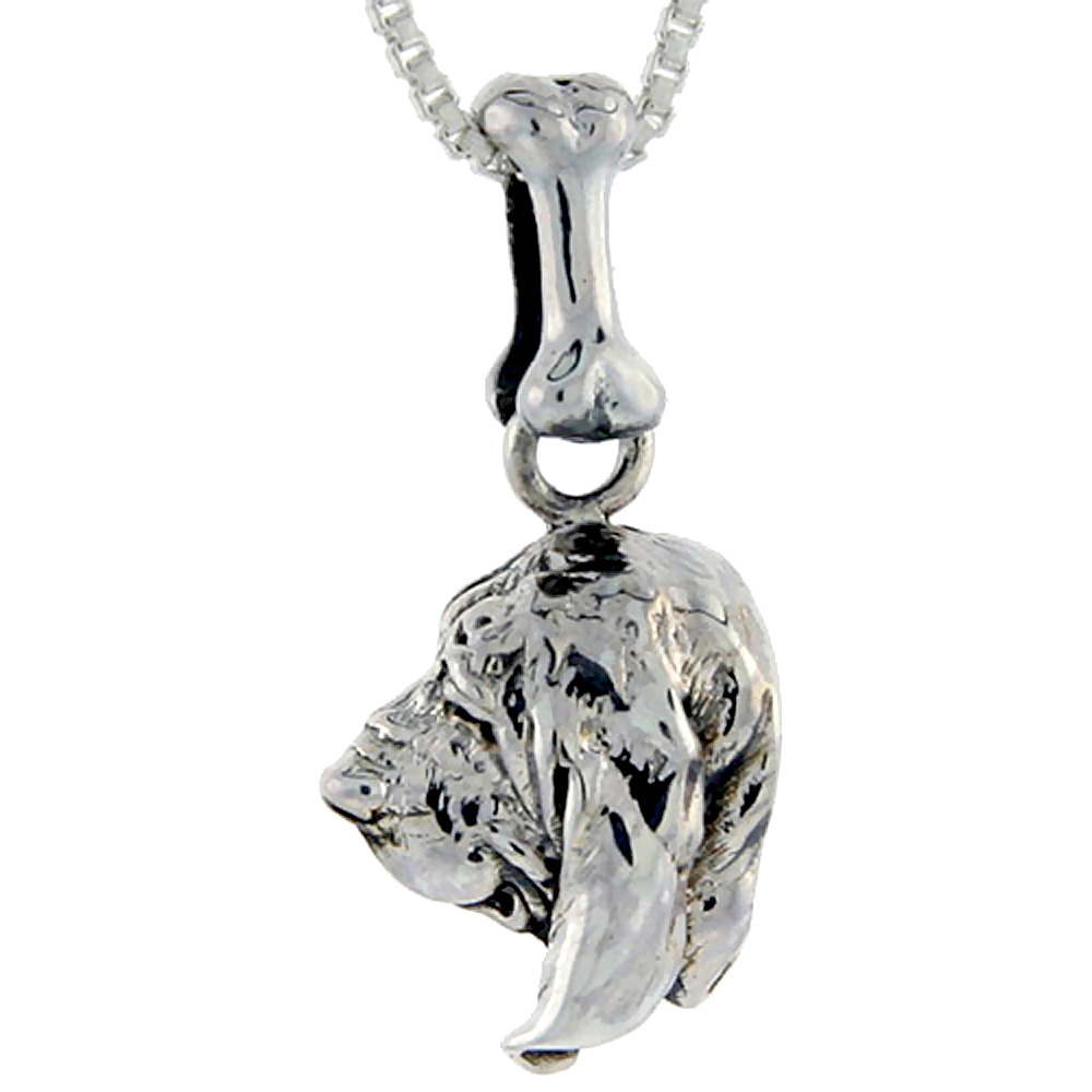 Sterling Silver Bloodhound Dog Pendant �