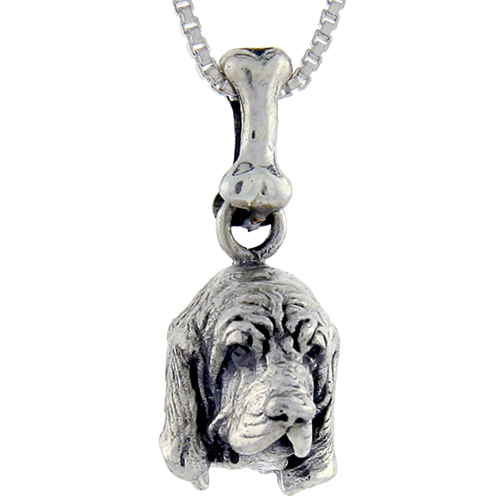 Sterling Silver Bloodhound Dog Pendant �