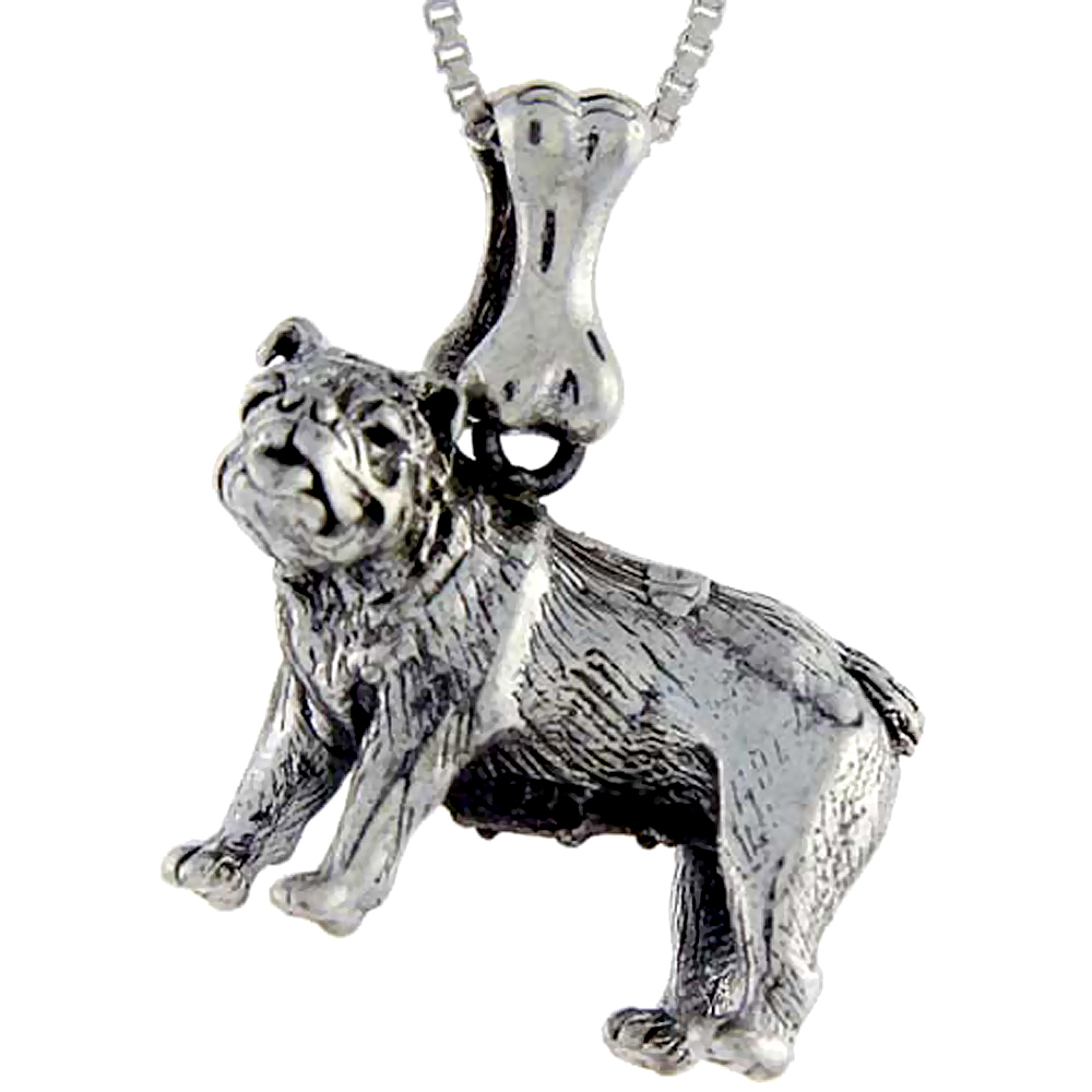 Sterling Silver Bulldog Dog Pendant �