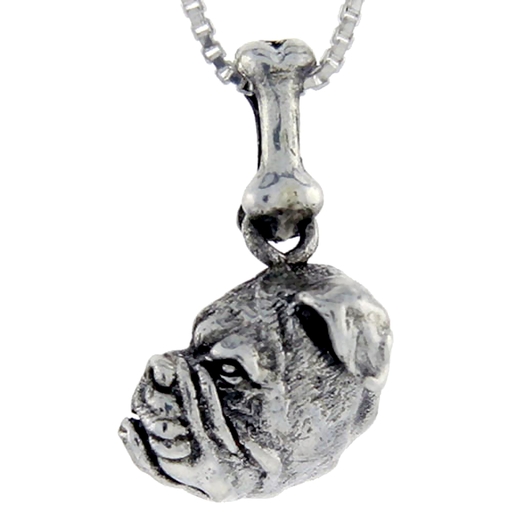 Sterling Silver Bulldog Dog Pendant �