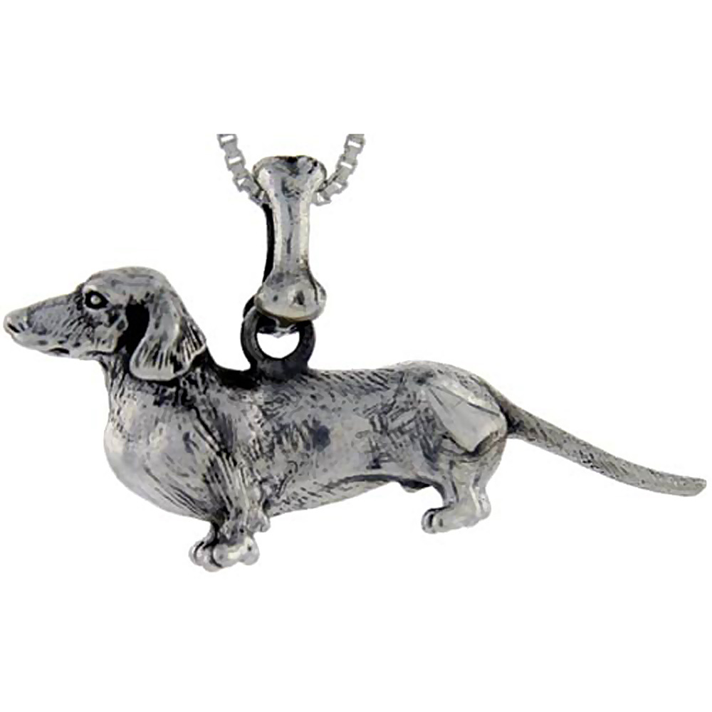 Sterling Silver Dachshunds Dog Pendant �