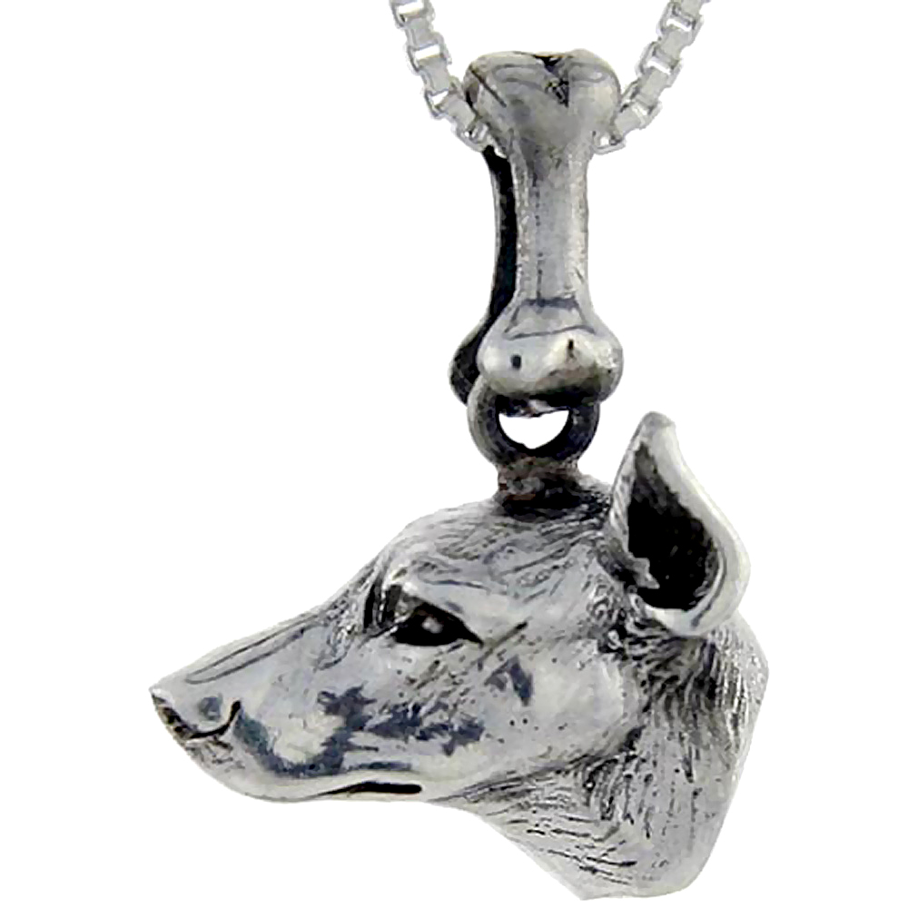 Sterling Silver Doberman Pinscher Dog Pendant �