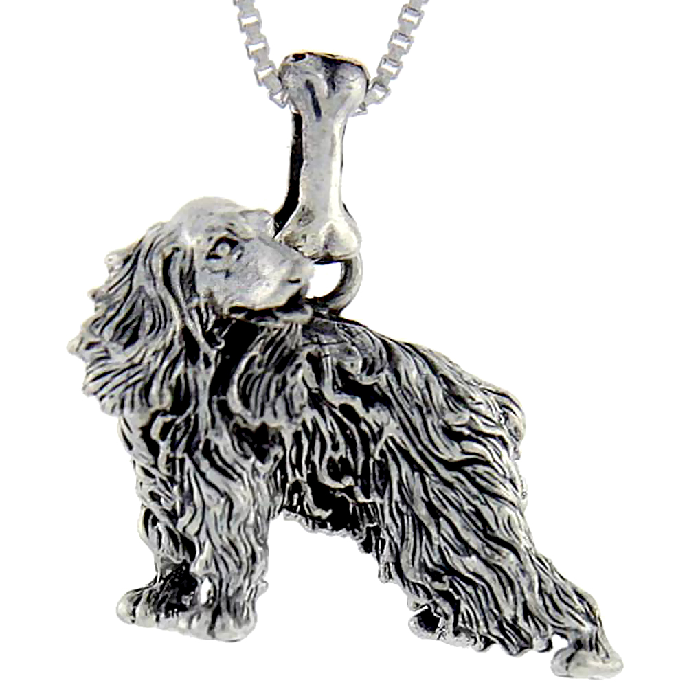 Sterling Silver English Cocker Spaniel Dog Pendant �