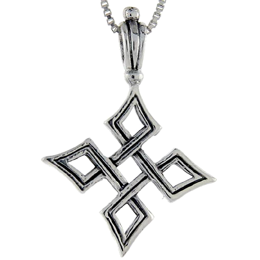 Sterling Silver Quaternary Celtic Knot Cross Pendant, 1 1/2 inch tall