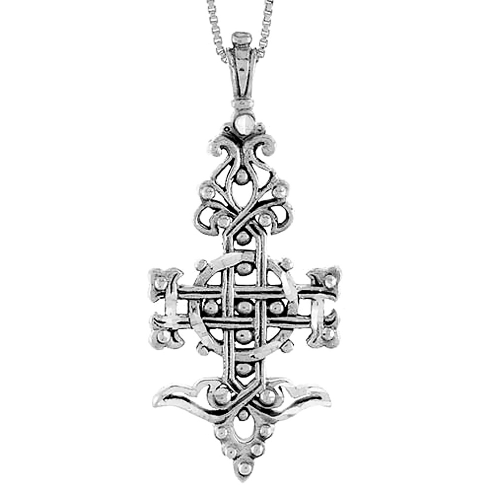 Sterling Silver Celtic Cross Pendant, 2 3/8 inch tall