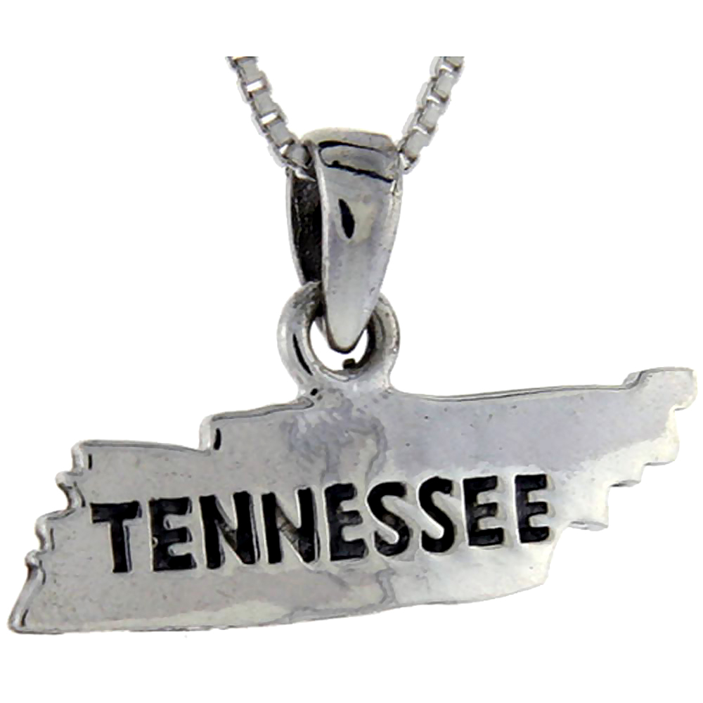 Sterling Silver Tennessee State Map Pendant, 5/8 inch tall