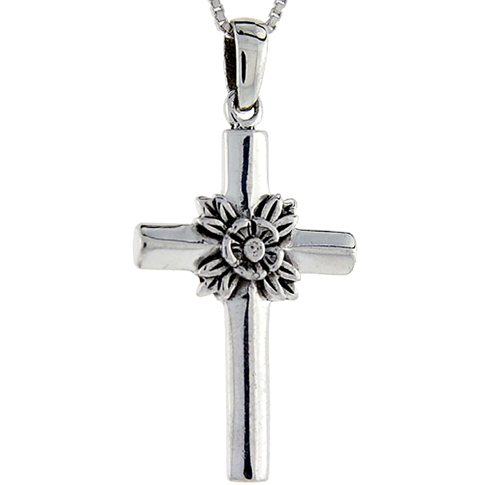 Sterling Silver Cross Pendant, 1 1/2 inch tall