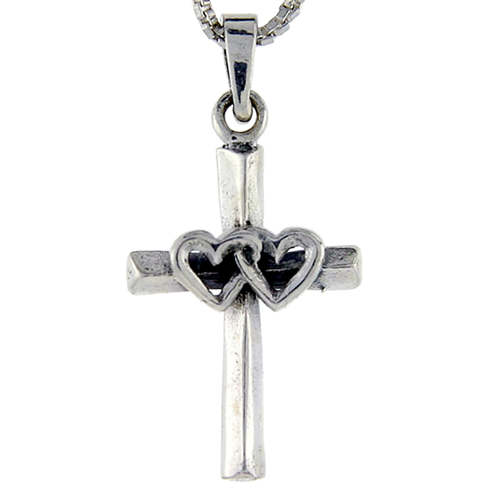 Sterling Silver St. Valentine Cross Pendant, 1 1/8 inch tall