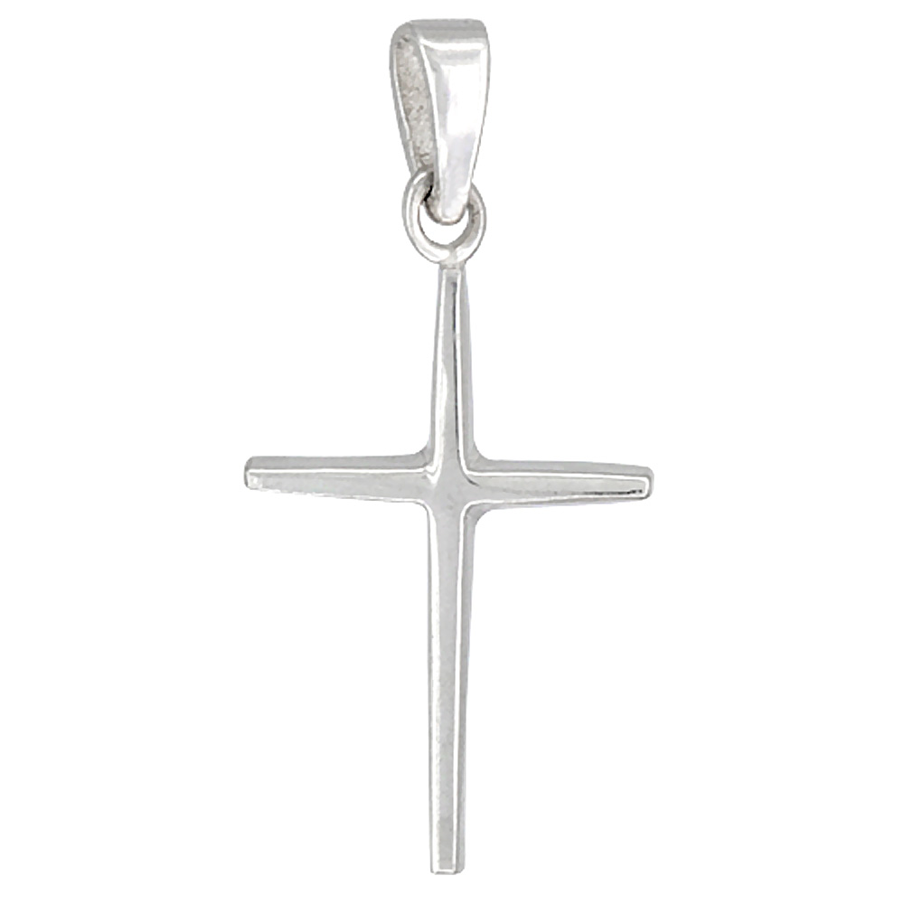 Sterling Silver Cross Pendant, 1 1/8 inch tall