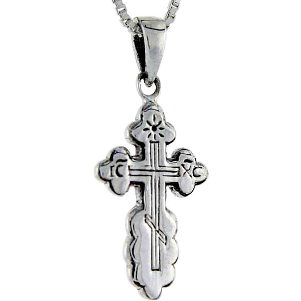 Sterling Silver St. Nicholas Cross Pendant, 1 1/8 inch tall