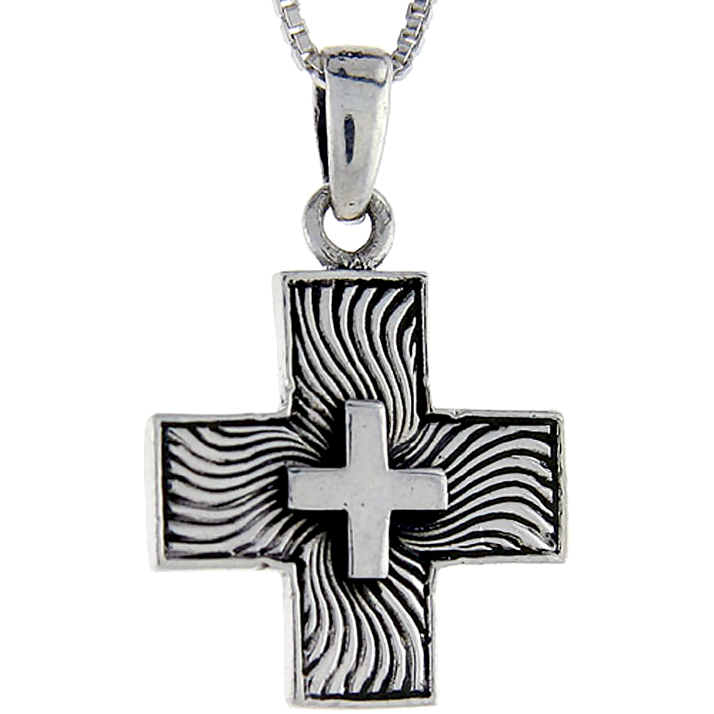 Sterling Silver Cross Pendant, 1 inch tall