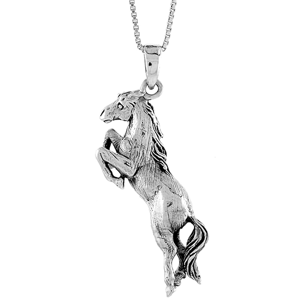 Sterling Silver Solid 3-Dimensional Horse Pendant with great Quality and Detail, 1 1/2 inch