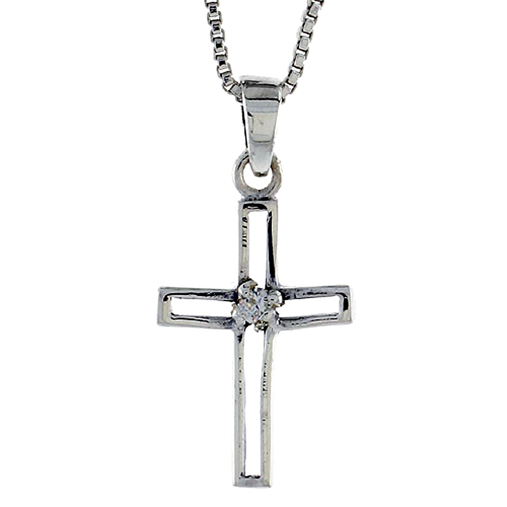 Sterling Silver Cross Cut-out Pendant, 3/4 inch