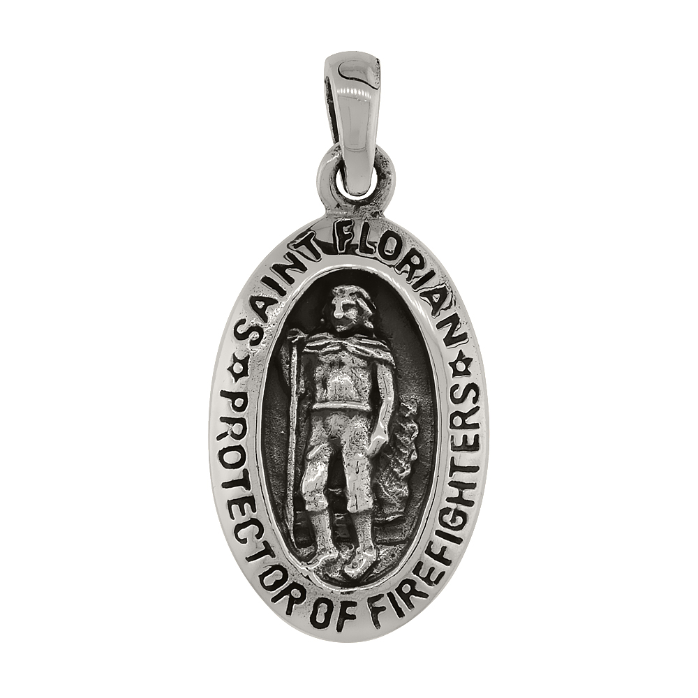 Sterling Silver Saint Florian Charm, 7/8 inch