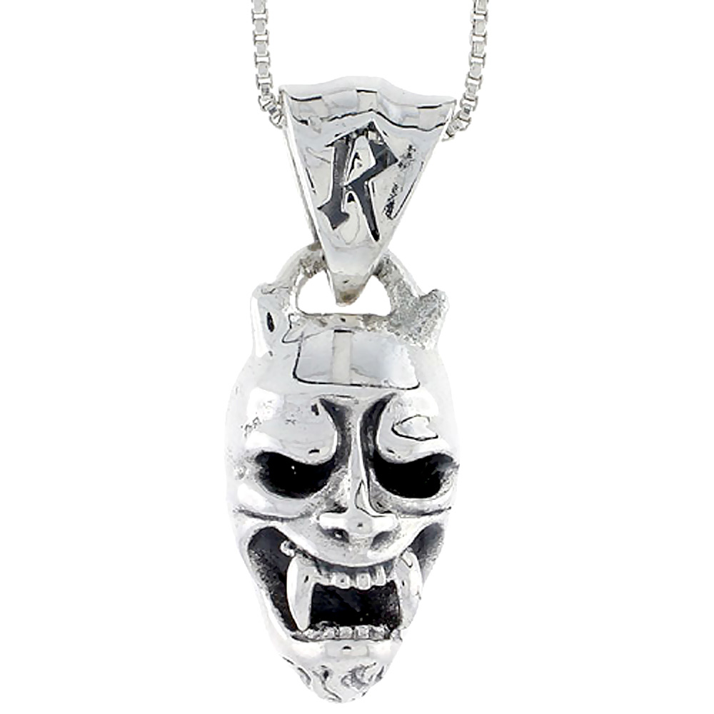 Sterling Silver Demon / Devil Pendant, 7/8 inch tall