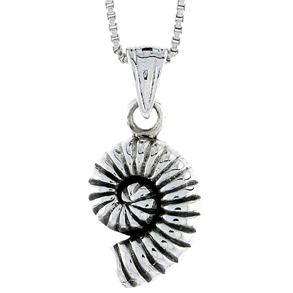 Sterling Silver Snail Shell Pendant, 5/8 inch tall