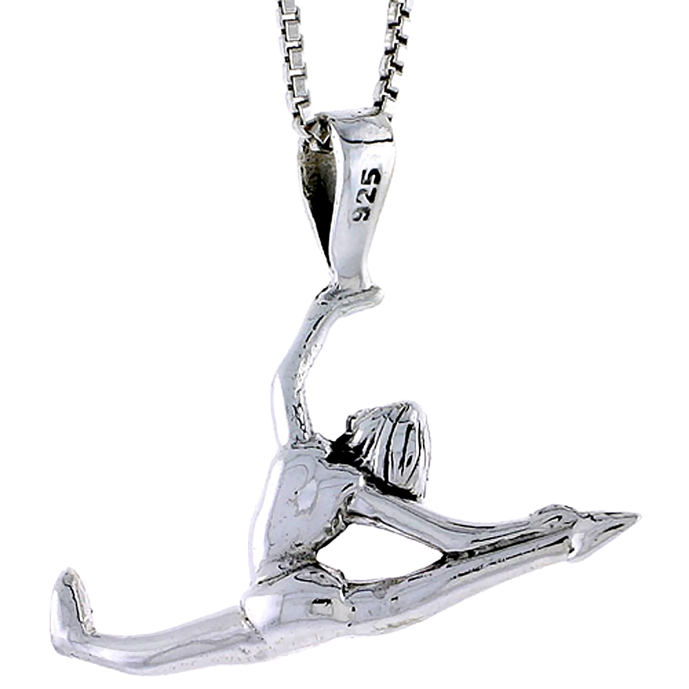 Sterling Silver Gymnast Pendant, 3/4 inch tall