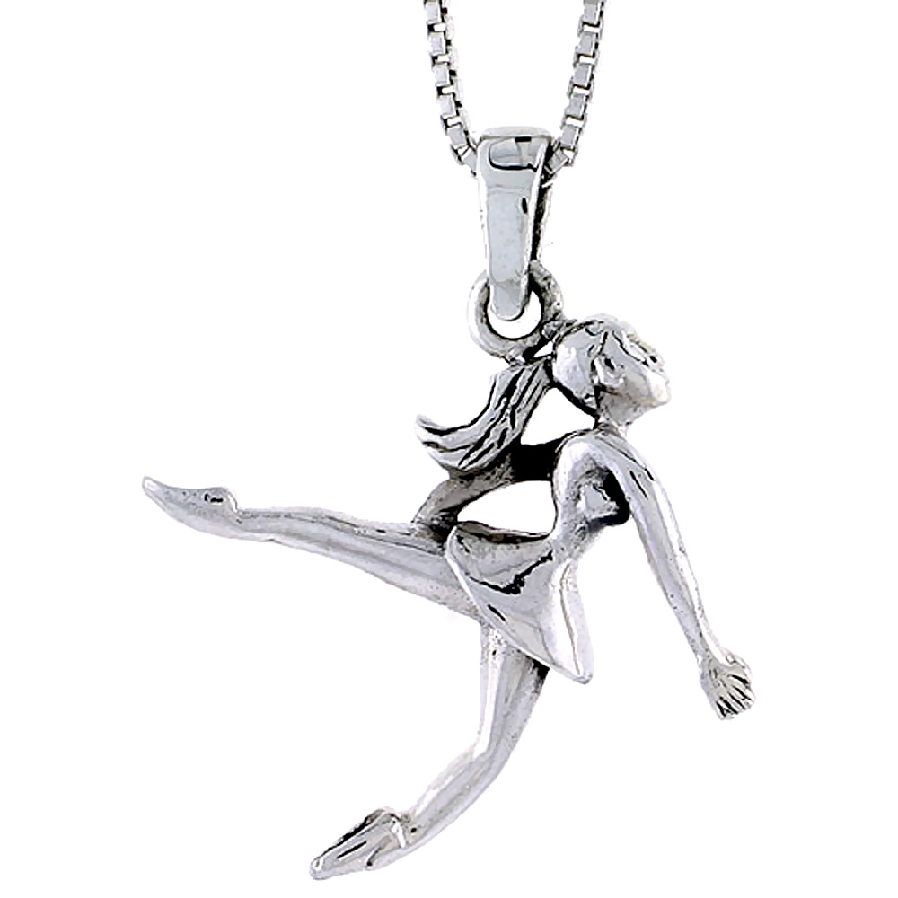 Sterling Silver Ballerina Pendant, 7/8 inch tall