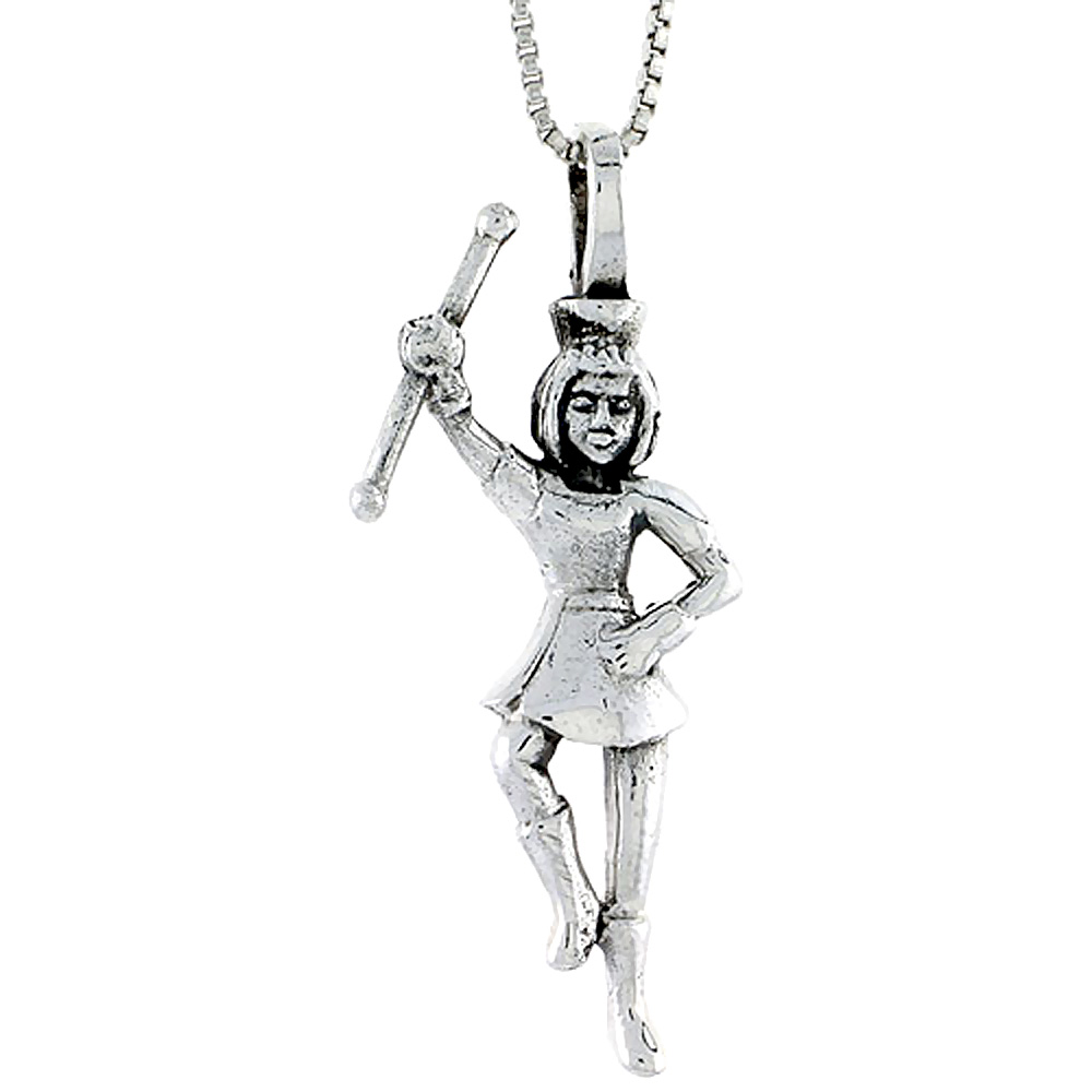 Sterling Silver Majorette Pendant, 1 1/2 inch tall