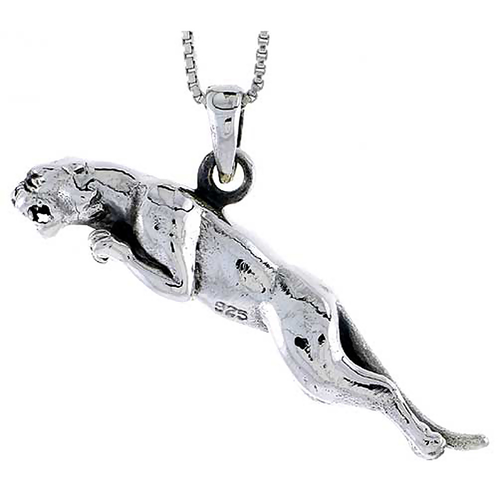 Sterling Silver Jaguar Pendant, 1 3/4 inch wide