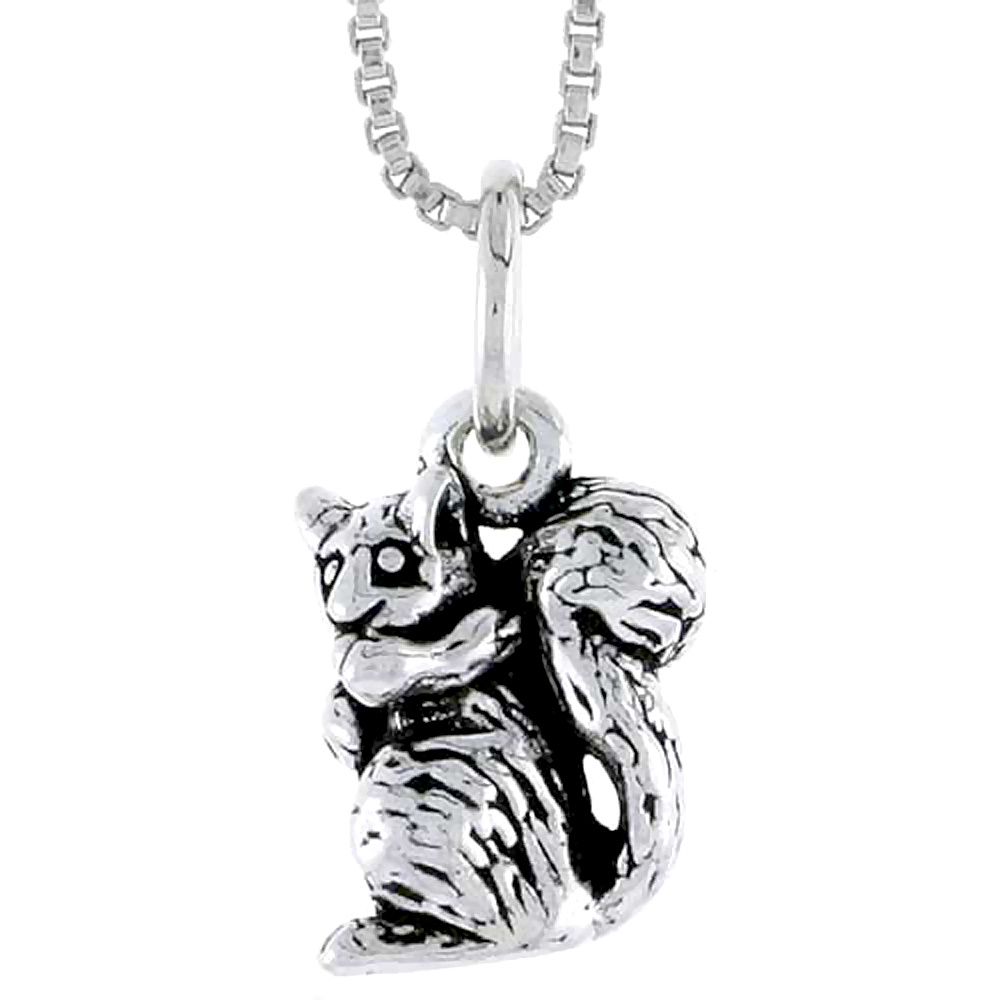 Sterling Silver Squirrel Charm, 1/2 inch tall