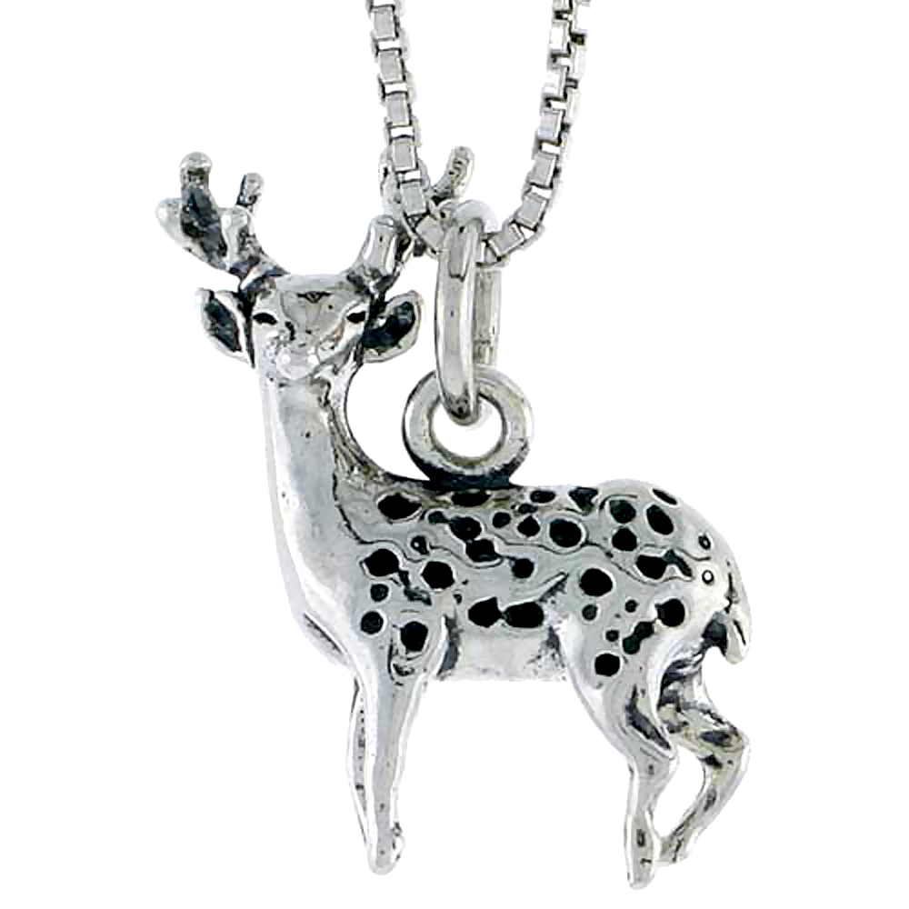 Sterling Silver Buck (Male Deer) Charm, 3/4 inch tall