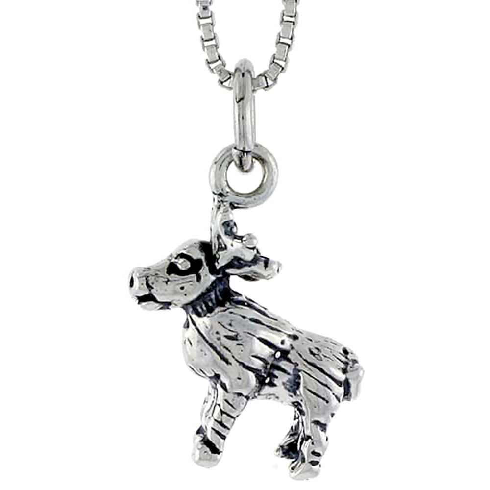 Sterling Silver Reindeer Charm, 1/2 inch tall