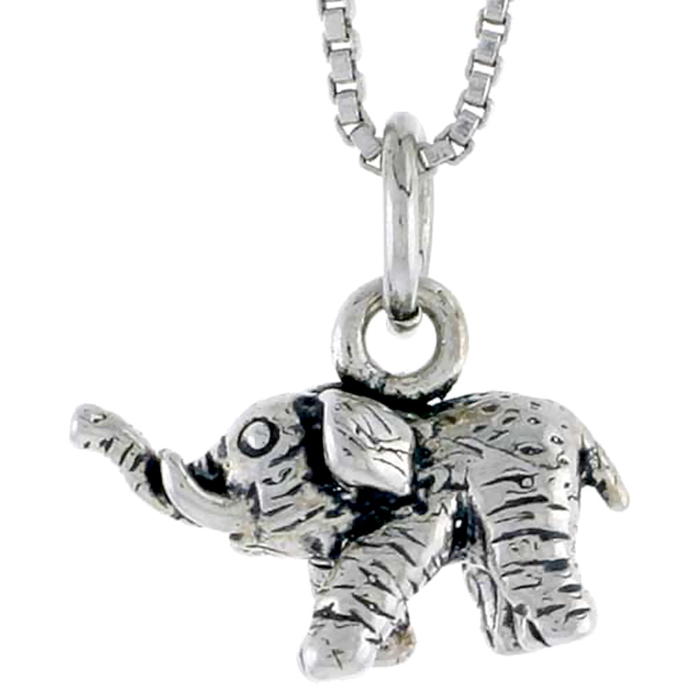 Sterling Silver Elephant Charm, 5/8 inch wide