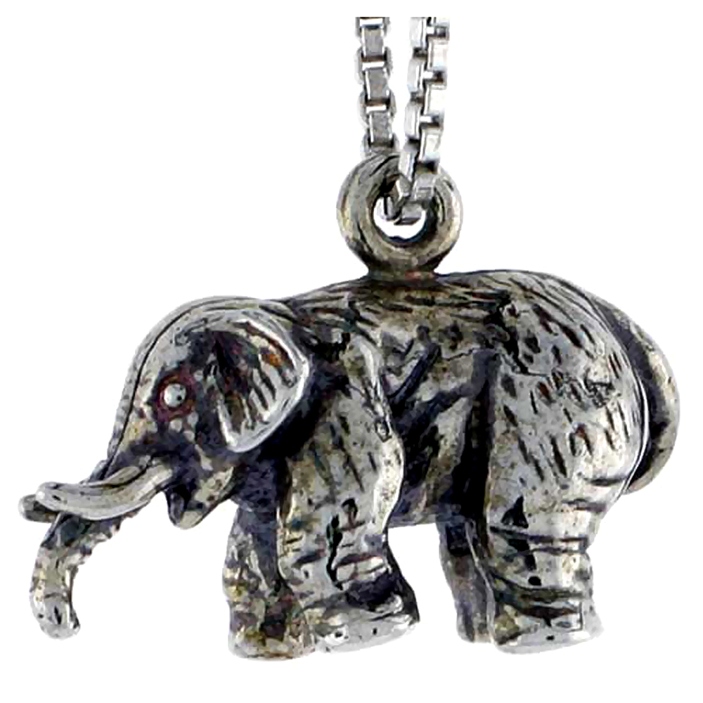 Sterling Silver Elephant Charm, 3/4 inch wide