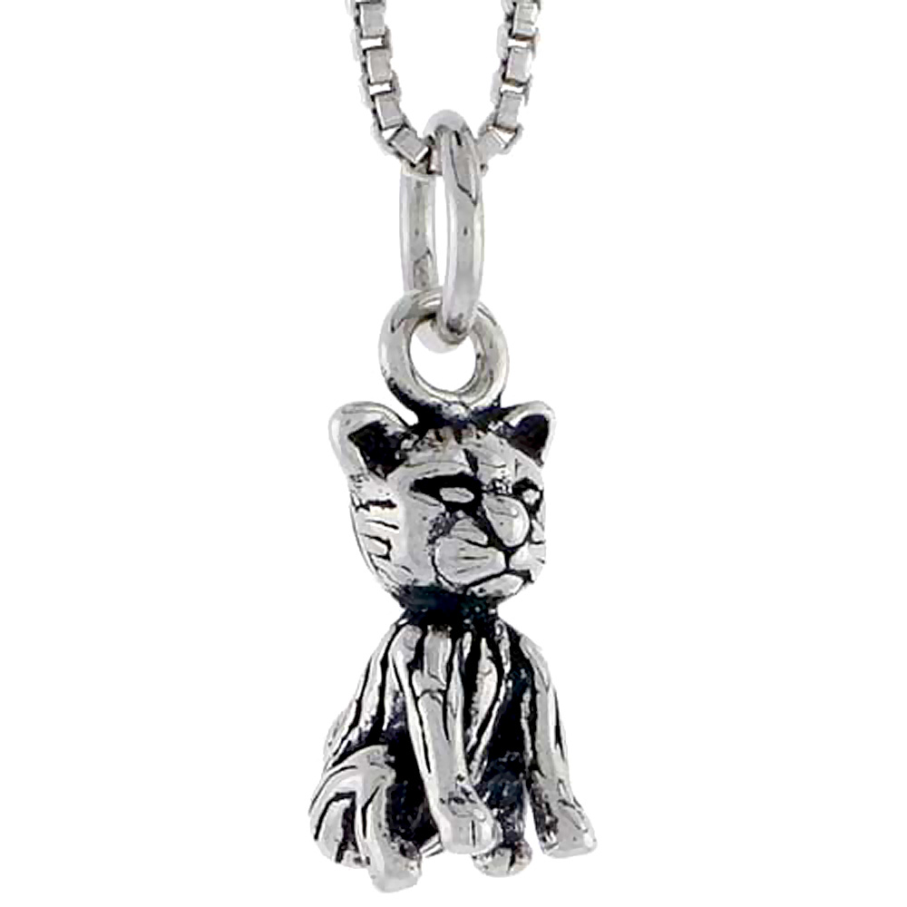 Sterling Silver Cat Charm, 1/2 inch tall