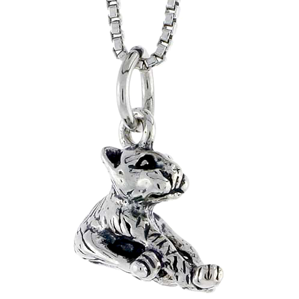 Sterling Silver Cat Charm, 1/2 inch wide