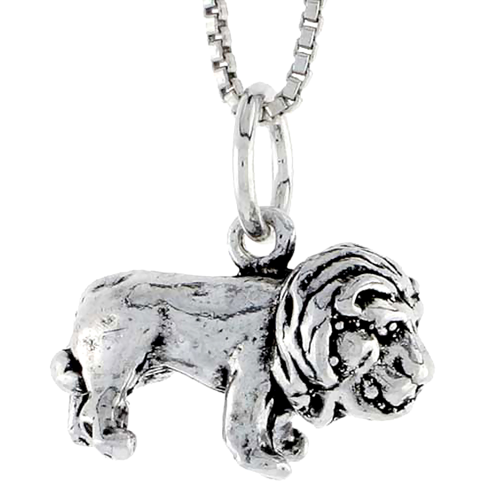 Sterling Silver Lion Charm, 3/4 inch wide