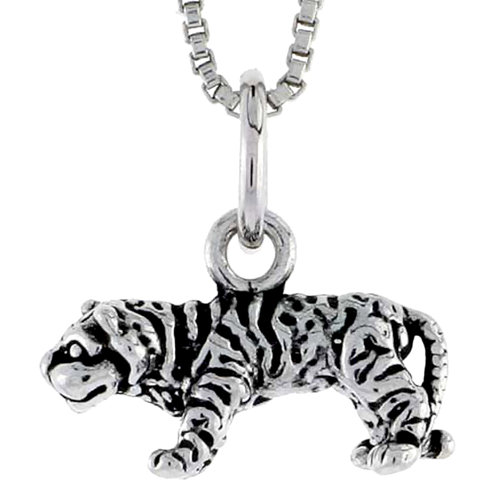 Sterling Silver Tiger Charm, 1/2 inch wide