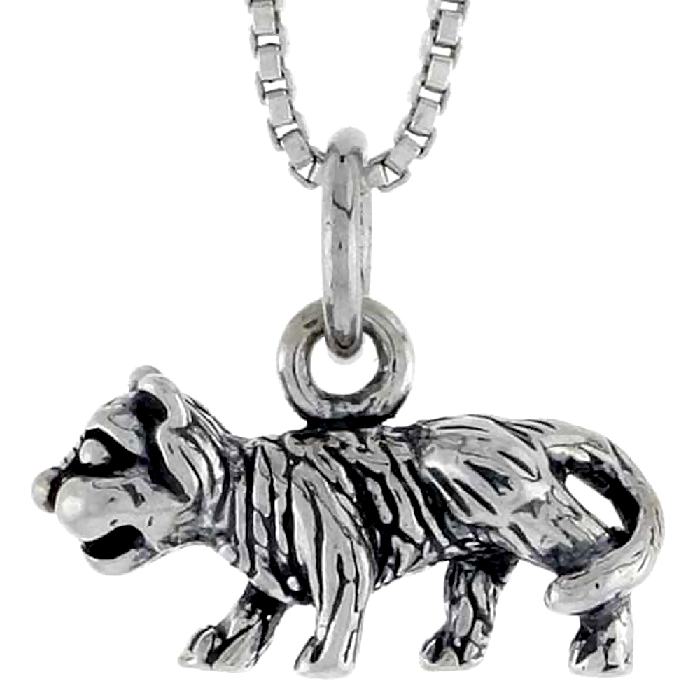 Sterling Silver Tiger Charm, 5/8 inch wide