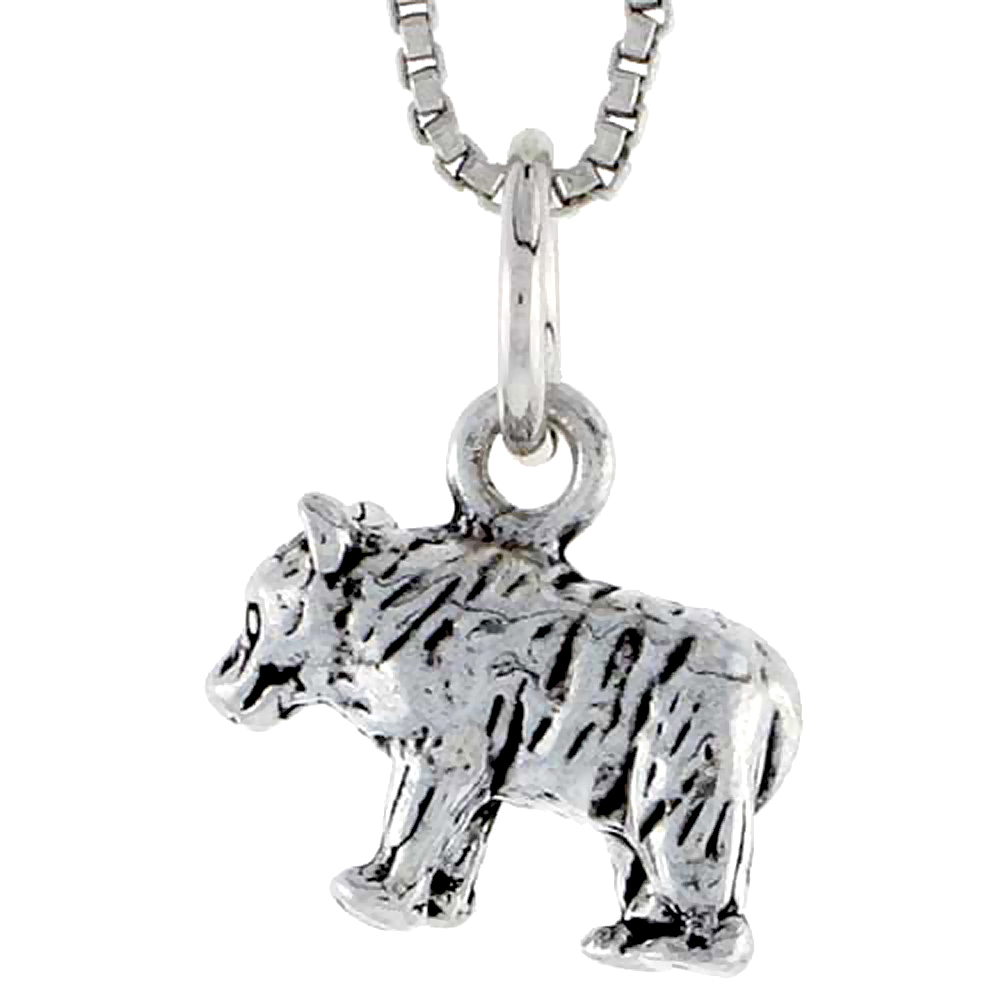 Sterling Silver Bear Charm, 1/2 inch wide