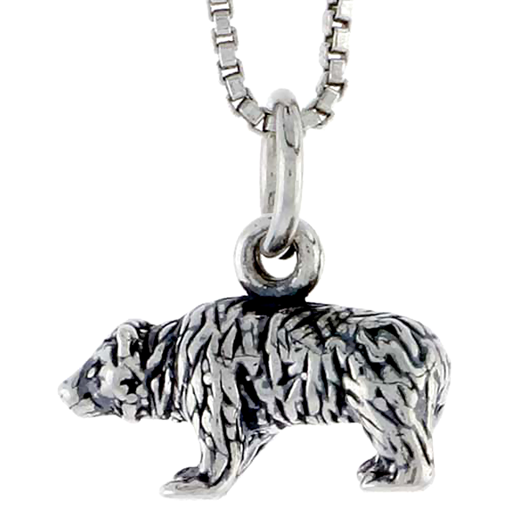 Sterling Silver Bear Charm, 1/2 inch wide