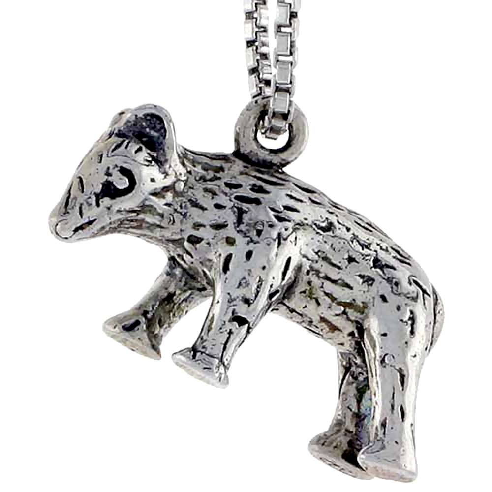 Sterling Silver Bear Charm, 3/4 inch wide