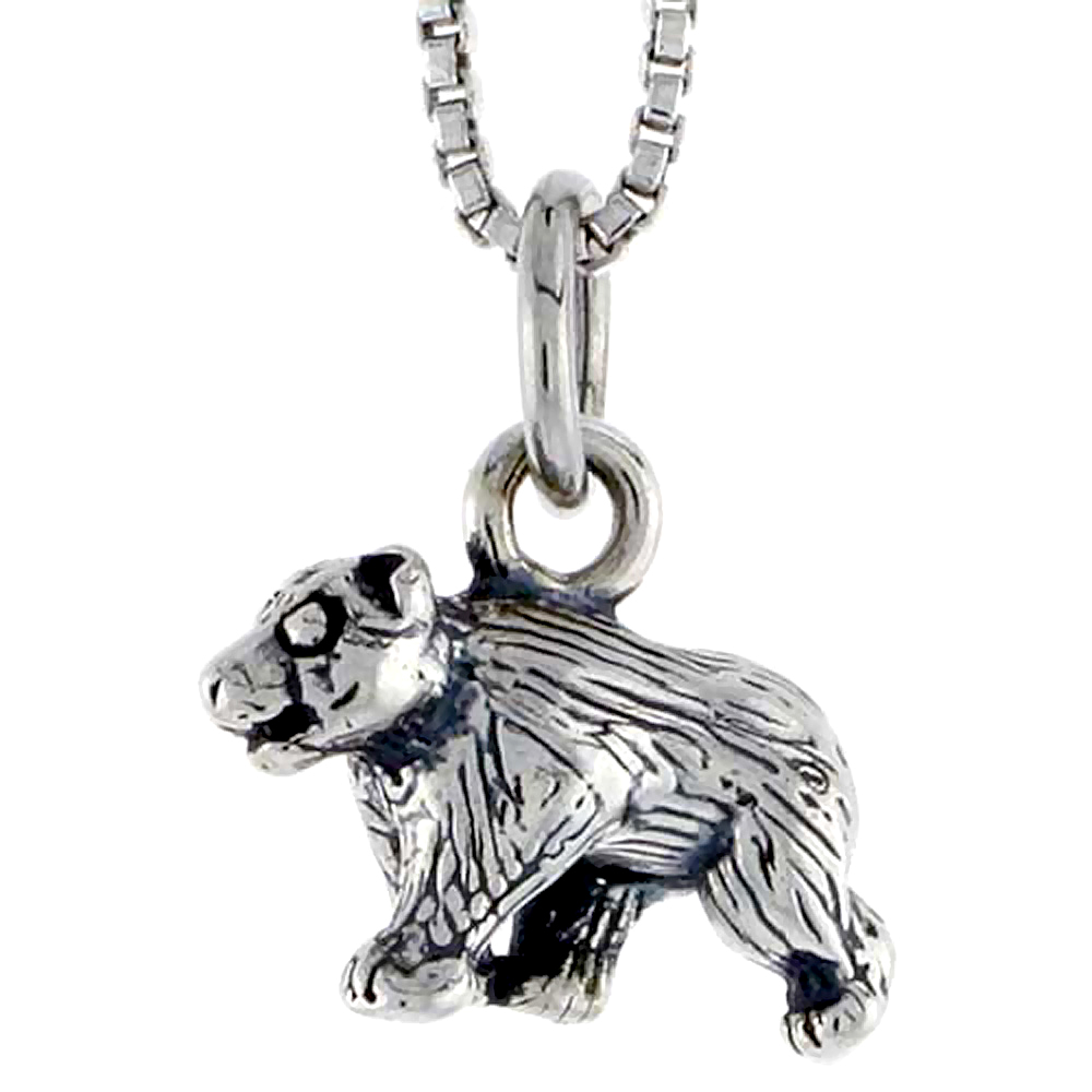 Sterling Silver Bear Charm, 1/2 inch wide