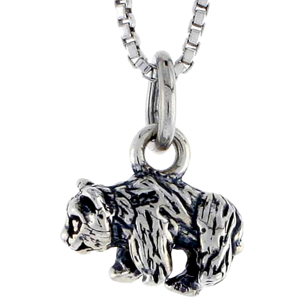 Sterling Silver Panda Bear Charm, 1/2 inch wide