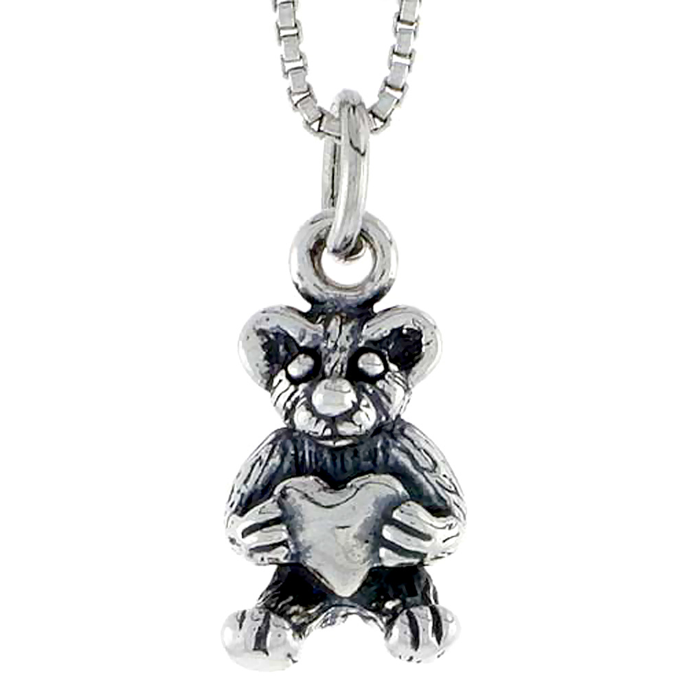 Sterling Silver Teddy Bear Charm, 1/2 inch tall