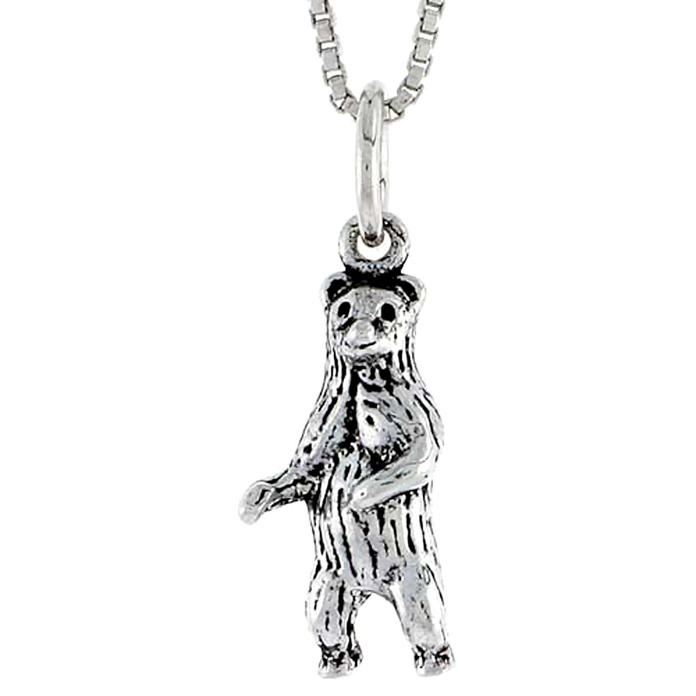 Sterling Silver Standing Bear Charm, 3/4 inch tall