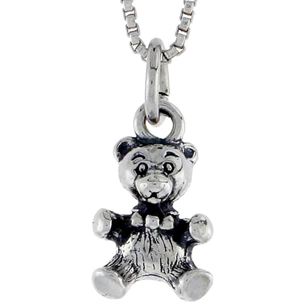 Sterling Silver Teddy Bear Charm, 1/2 inch tall