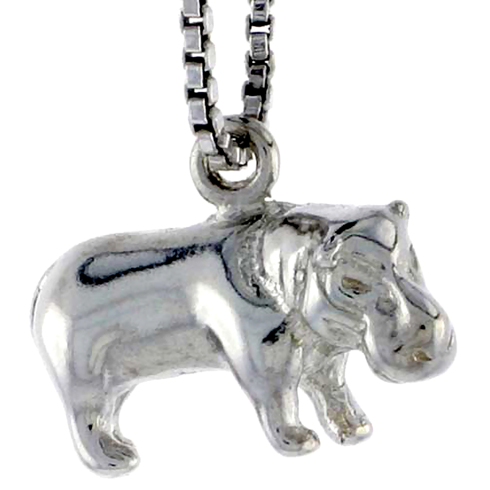 Sterling Silver Hippopotamus Charm, 5/8 inch wide