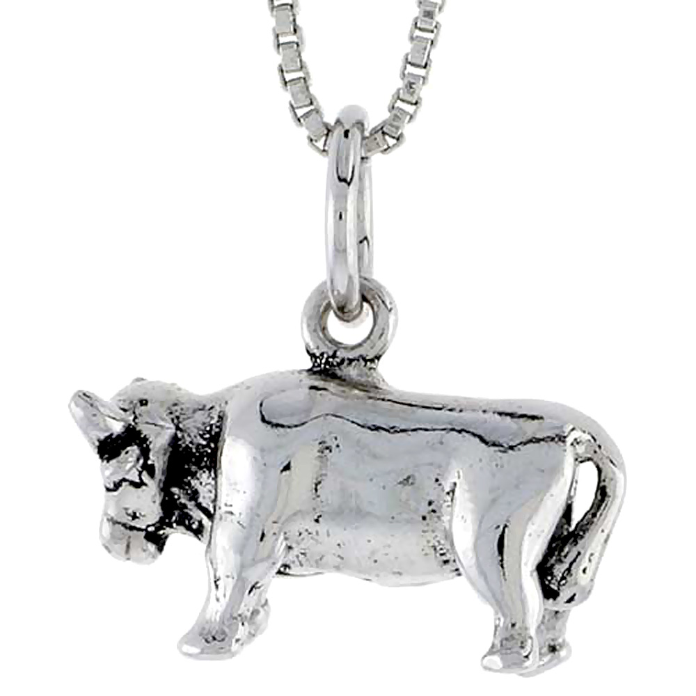 Sterling Silver Cow Charm, 3/4 inch wide