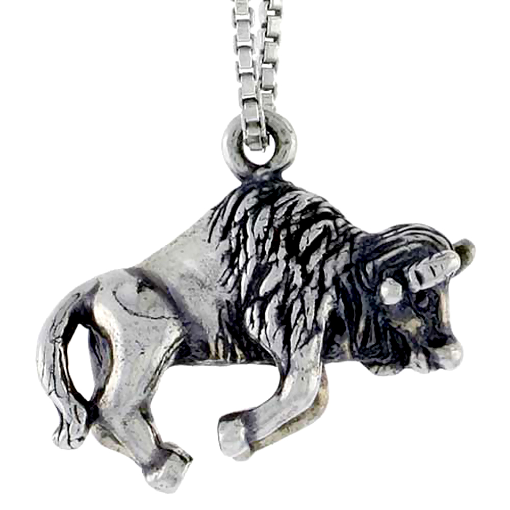 Sterling Silver Buffalo Charm, 3/4 inch wide