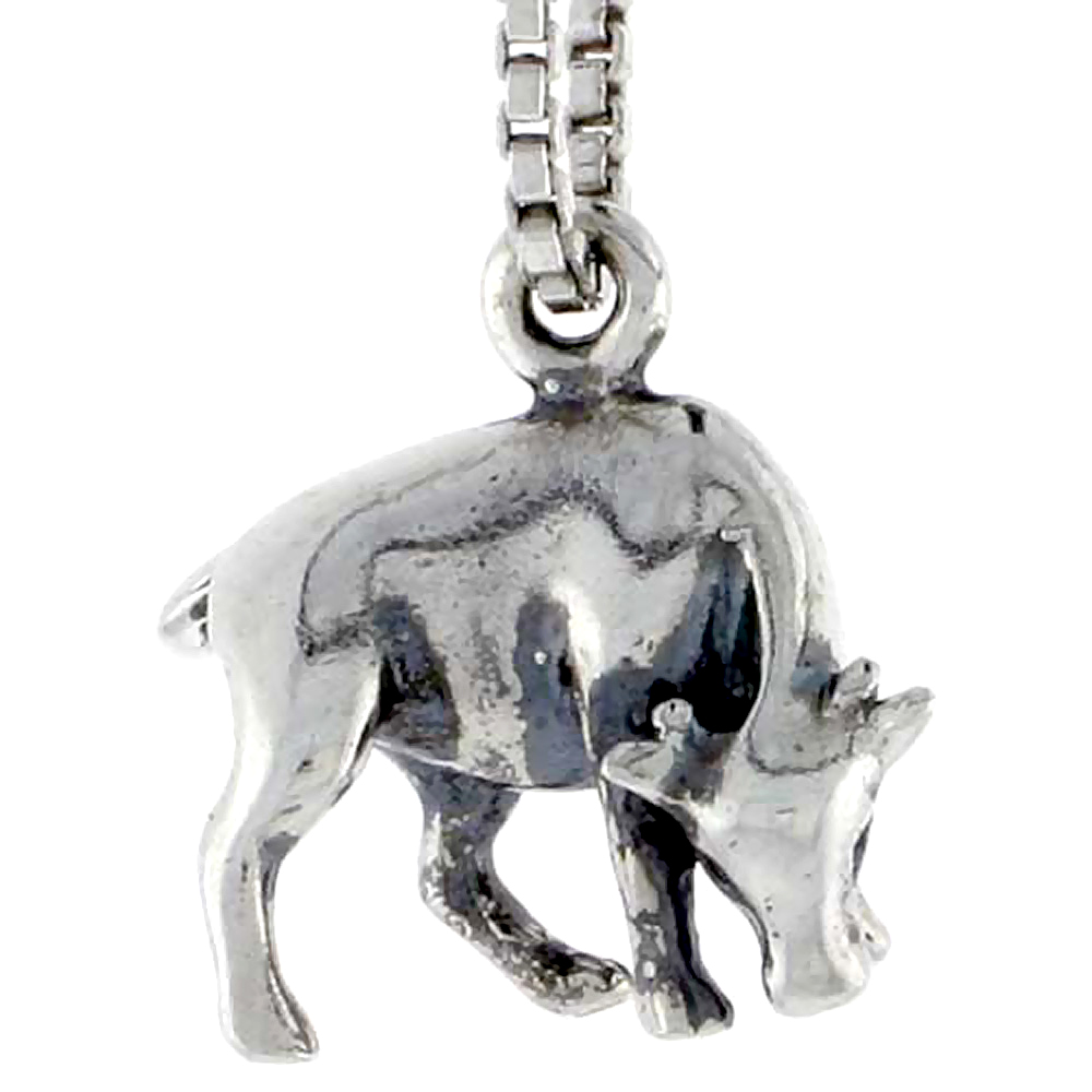 Sterling Silver Bull Charm, 1/2 inch wide