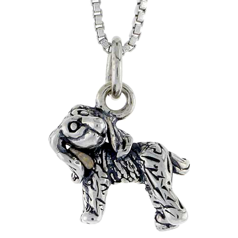 Sterling Silver Field Spaniel Dog Charm, 1/2 inch wide